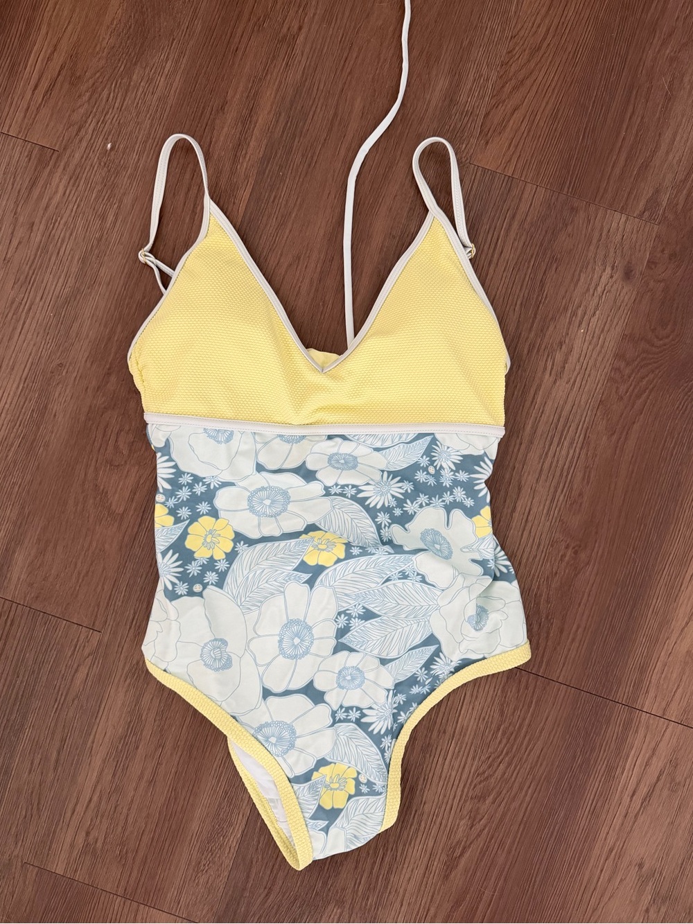 Blue and Yellow Floral One-Piece Swimsuit